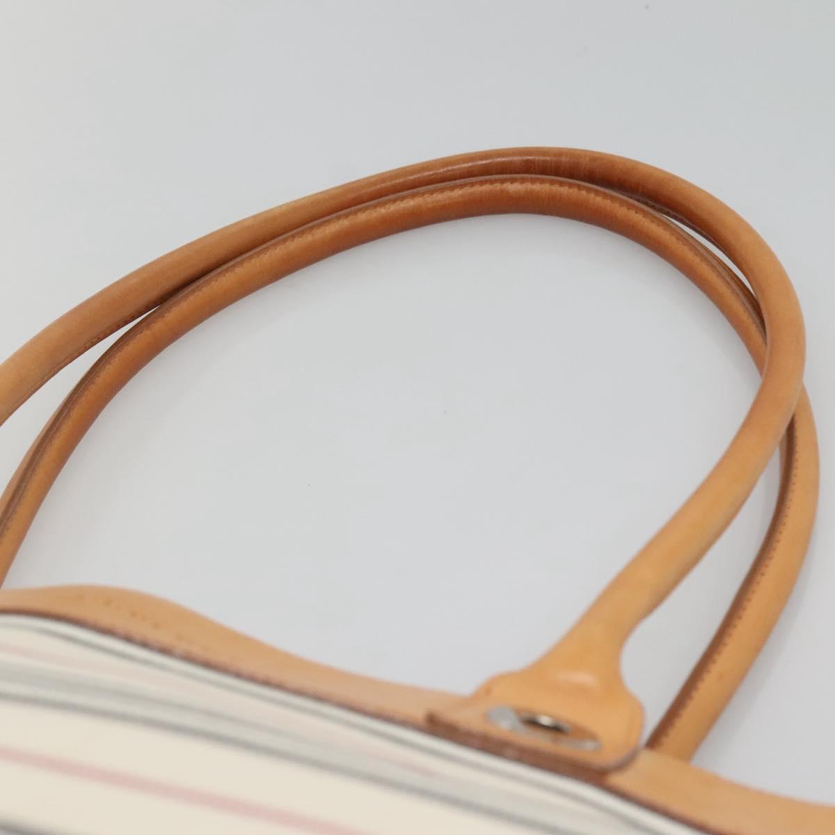 BURBERRY Shoulder Bag Canvas White Silver Auth bs25096