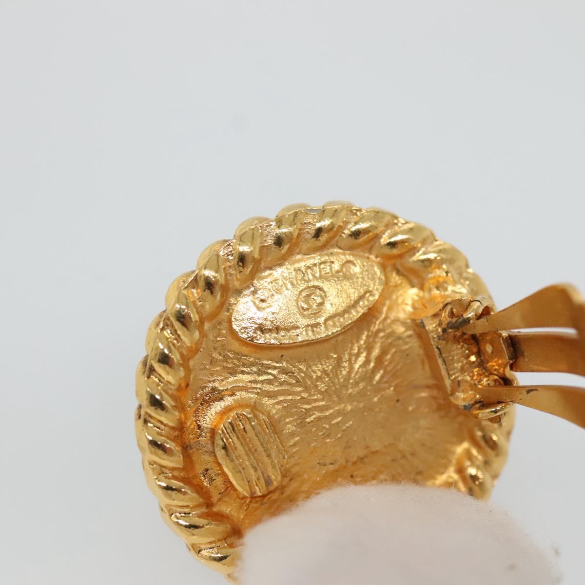 CHANEL Earring metal Gold CC Auth bs25107