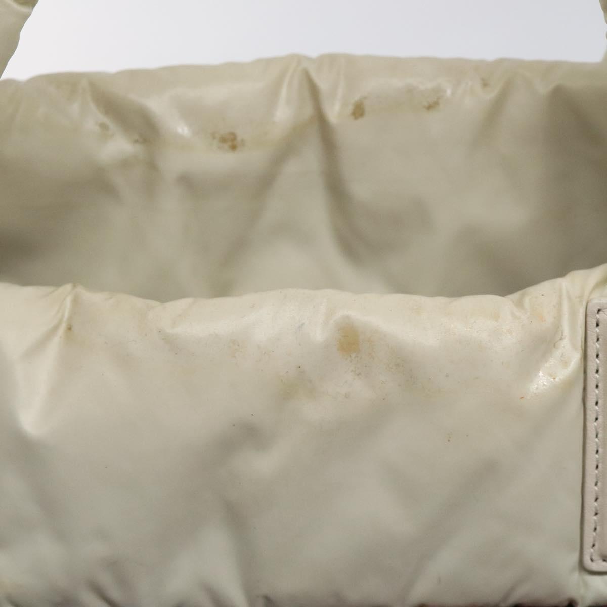 CHANEL Coco Cocoon PM Hand Bag Nylon White Multicolor Silver CC Auth bs25111