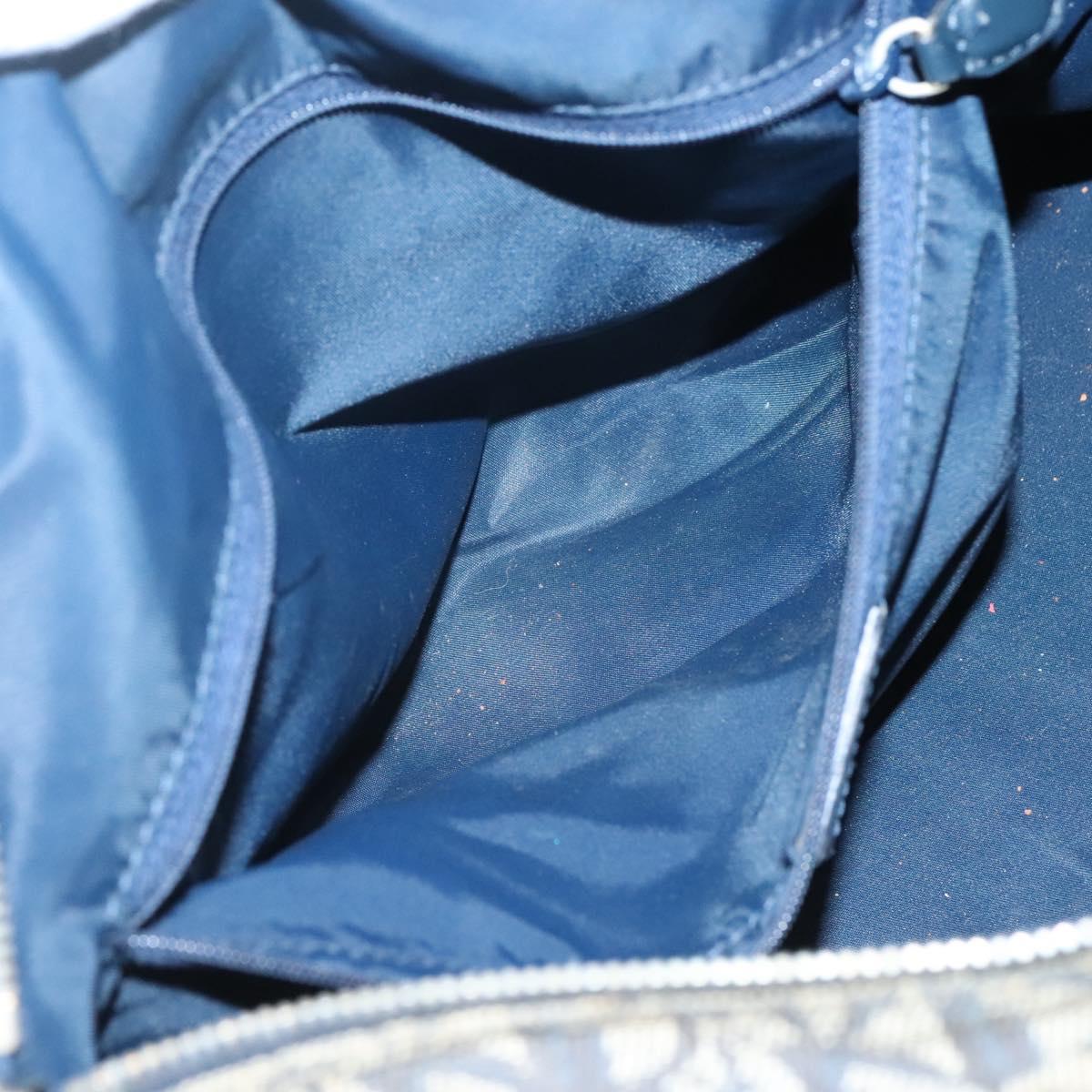 Christian Dior Trotter Canvas Boston Bag Navy Gold Auth bs25120