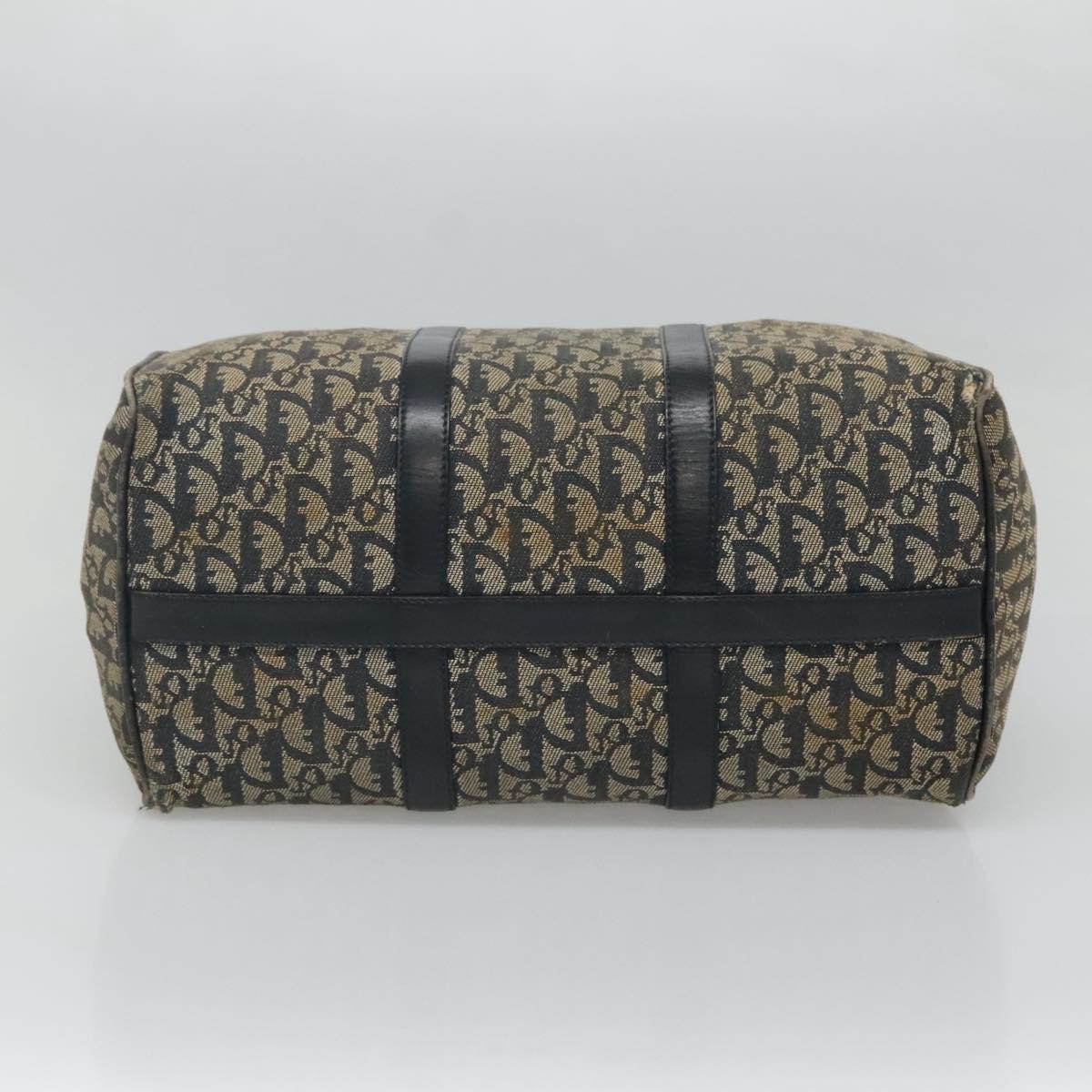 Christian Dior Trotter Canvas Boston Bag Navy Gold Auth bs25120