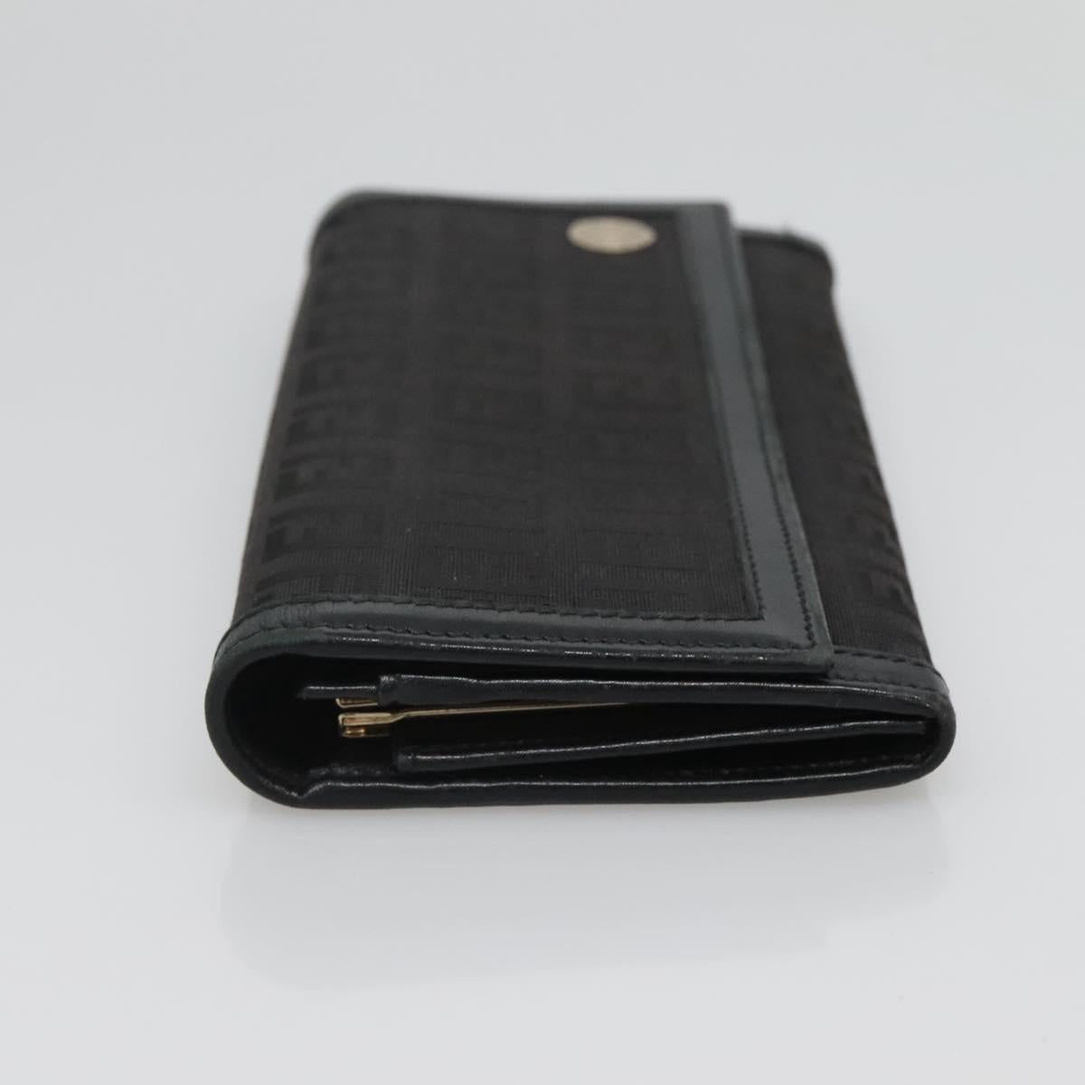 FENDI Zucchino Canvas Long Wallet Black Auth bs25132
