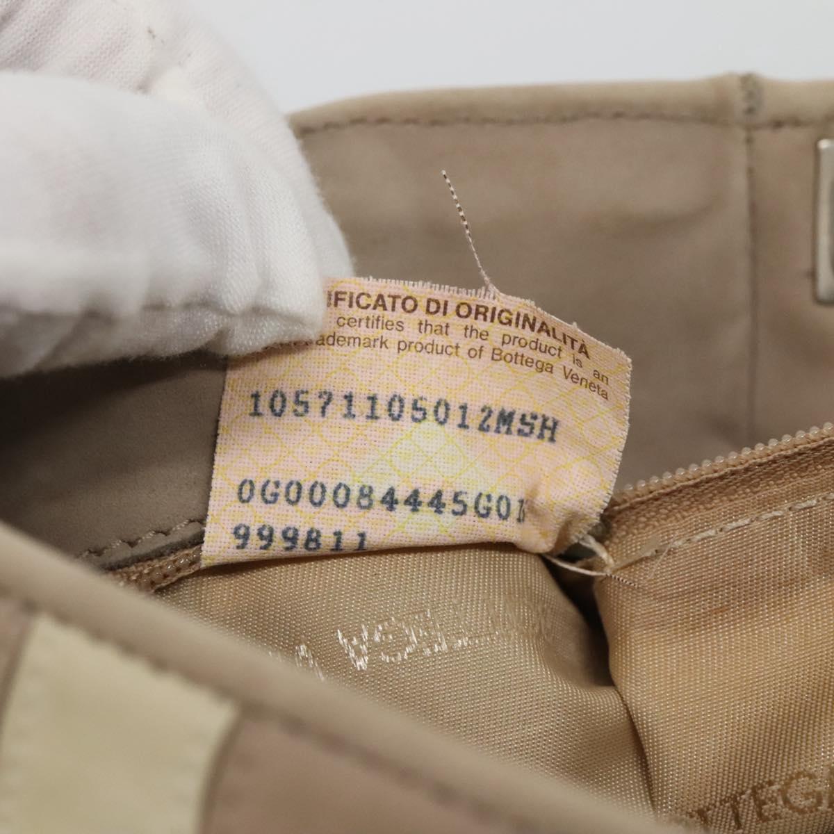 BOTTEGA VENETA Shoulder Bag Leather Beige Silver Auth bs25133