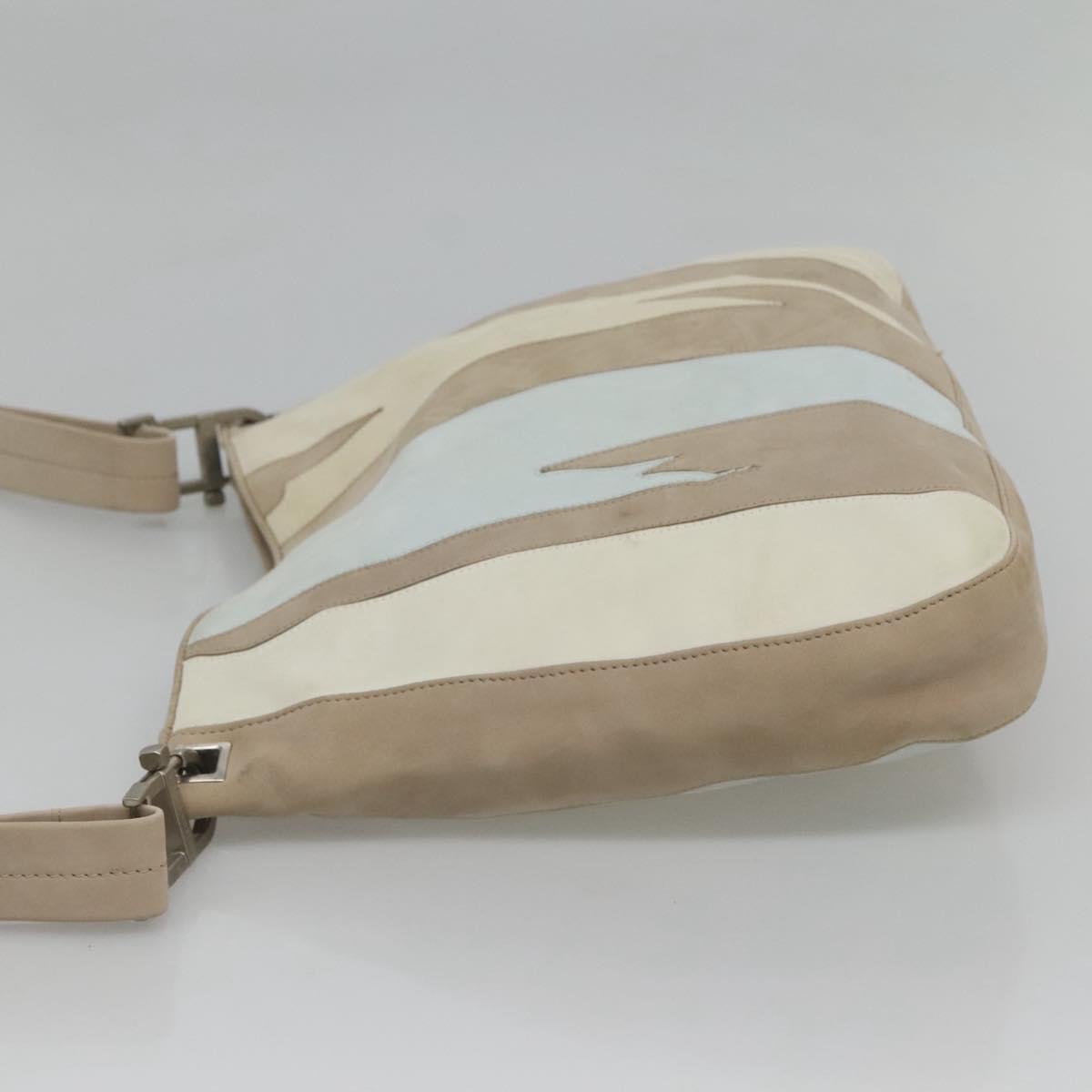 BOTTEGA VENETA Shoulder Bag Leather Beige Silver Auth bs25133