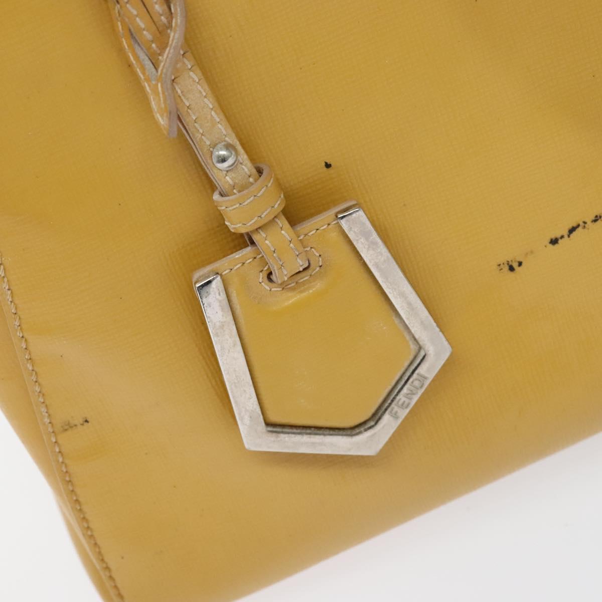 FENDI Hand Bag Leather 2way Yellow Silver Auth bs25136
