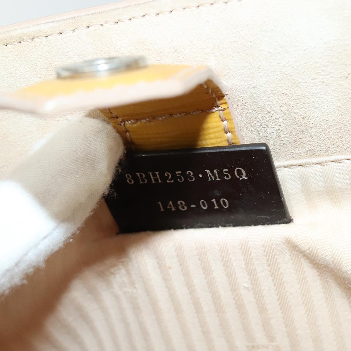 FENDI Hand Bag Leather 2way Yellow Silver Auth bs25136