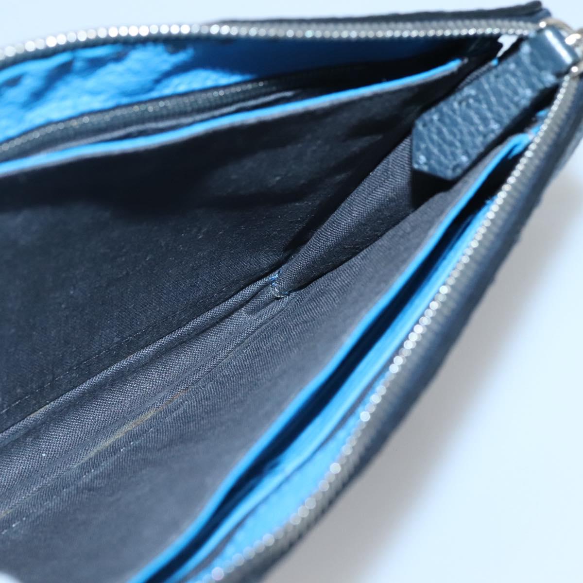 FENDI Celeria Clutch Bag Leather Black Auth bs25137