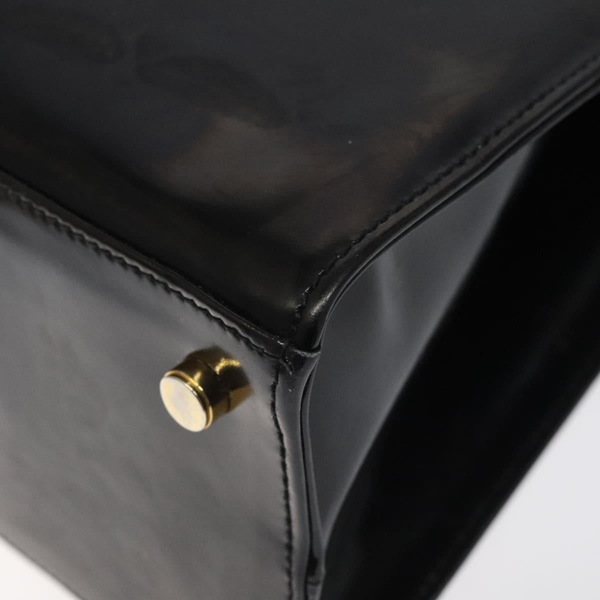 Salvatore Ferragamo Shoulder Bag Enamel Black Gold Auth bs25142