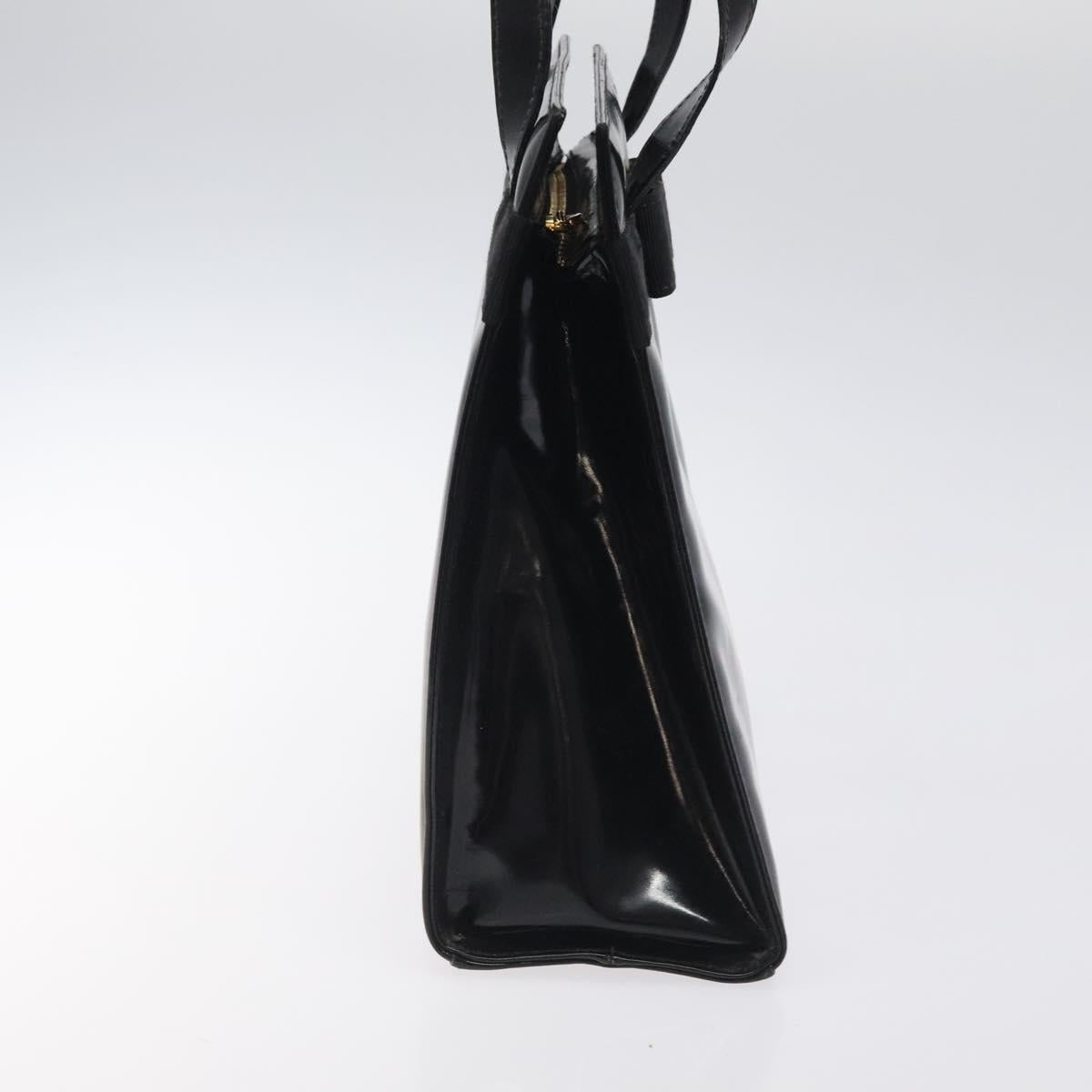 Salvatore Ferragamo Shoulder Bag Enamel Black Gold Auth bs25142