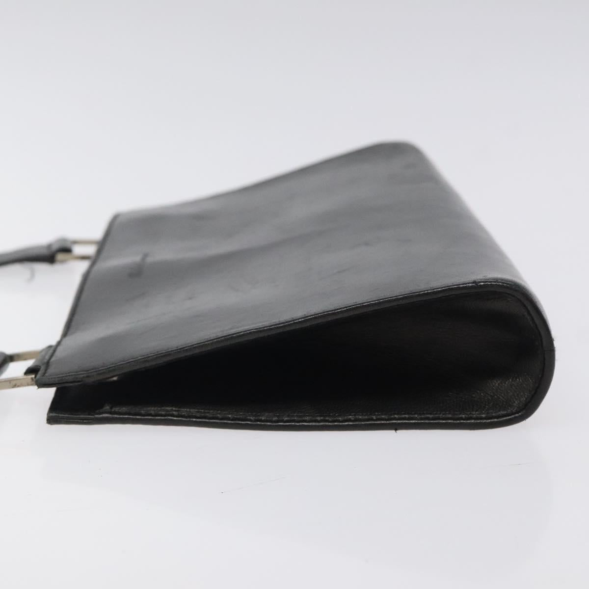 Salvatore Ferragamo Shoulder Bag Leather Black Silver Auth bs25143