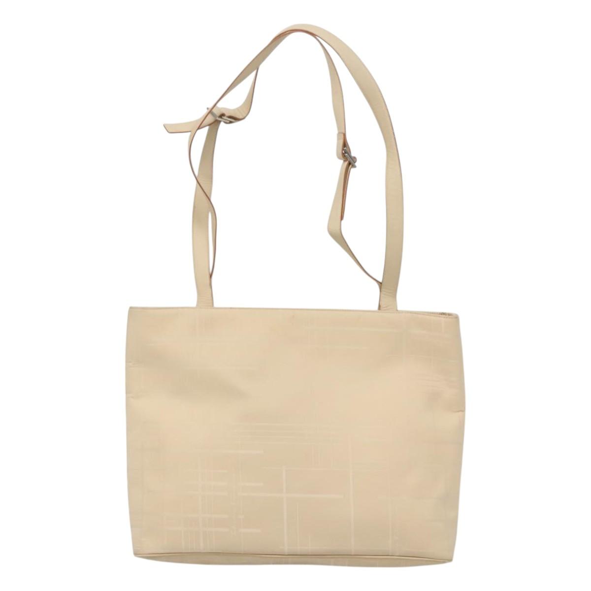 Salvatore Ferragamo Shoulder Bag Canvas Beige Silver Auth bs25144