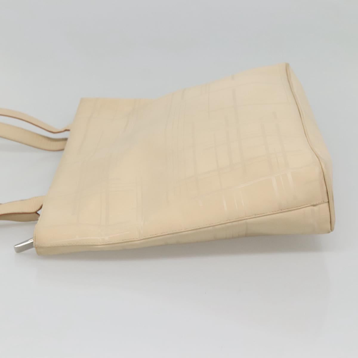 Salvatore Ferragamo Shoulder Bag Canvas Beige Silver Auth bs25144