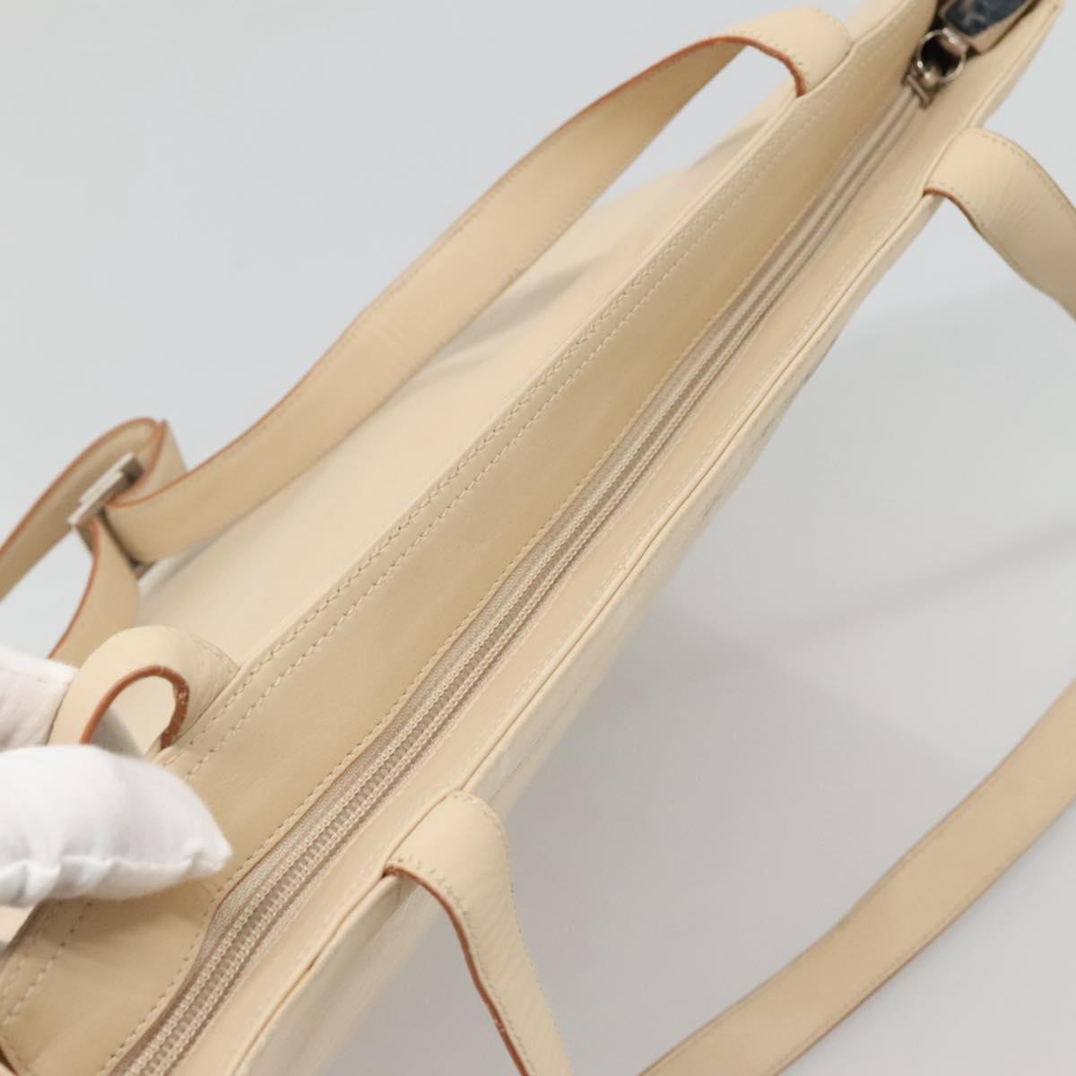 Salvatore Ferragamo Shoulder Bag Canvas Beige Silver Auth bs25144