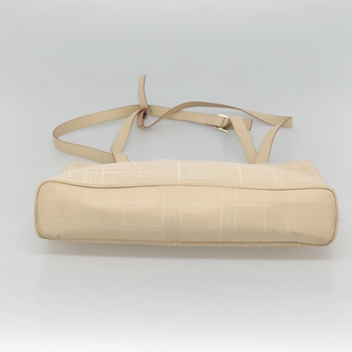 Salvatore Ferragamo Shoulder Bag Canvas Beige Silver Auth bs25144