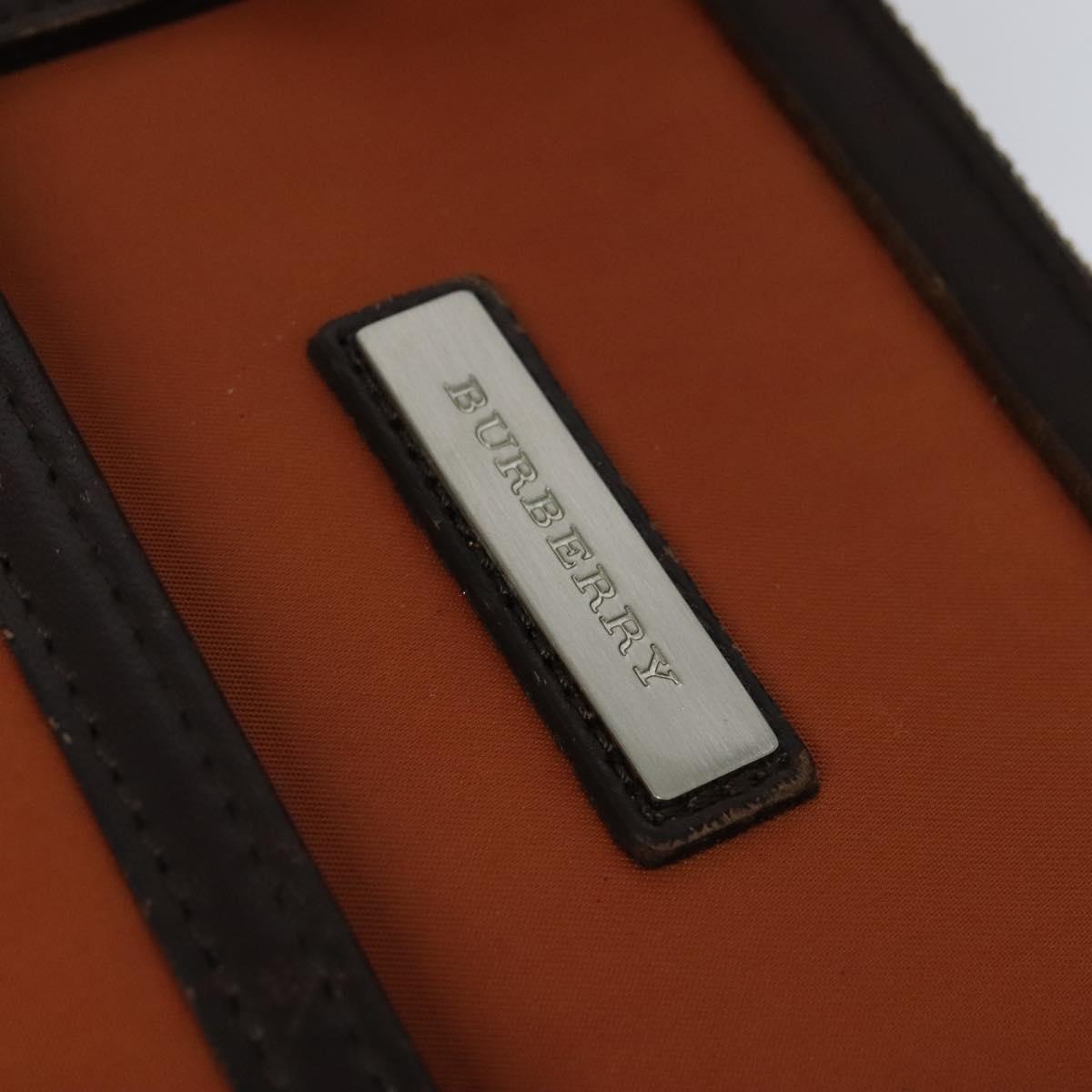 BURBERRY Hand Bag Nylon 2way Brown Silver Auth bs25146