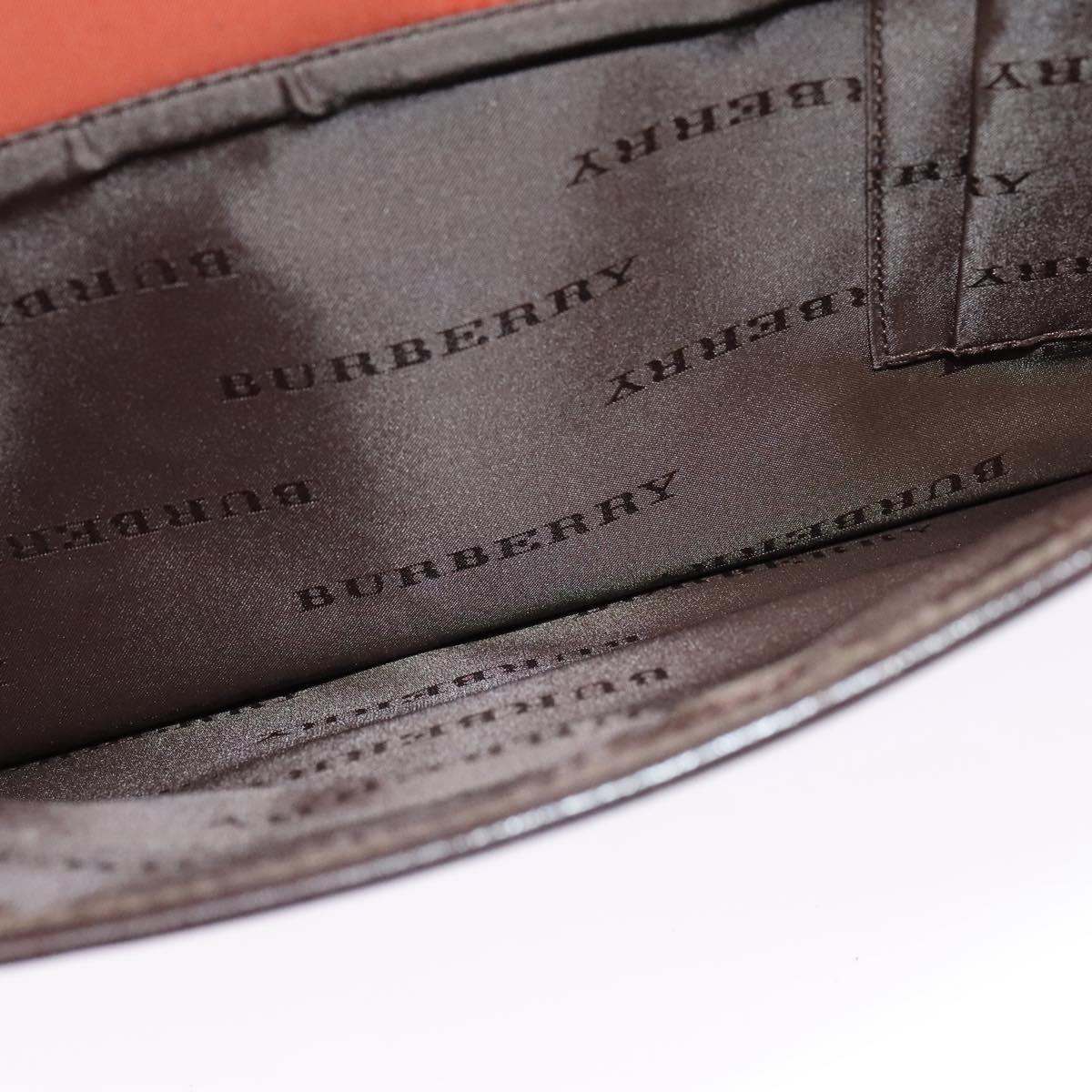 BURBERRY Hand Bag Nylon 2way Brown Silver Auth bs25146