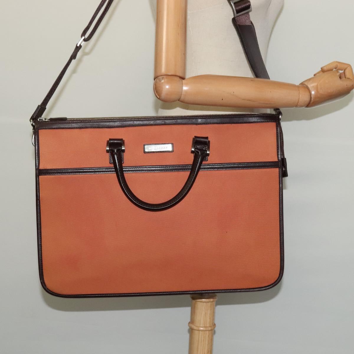 BURBERRY Hand Bag Nylon 2way Brown Silver Auth bs25146