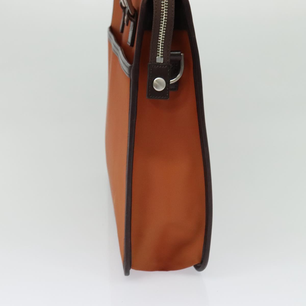 BURBERRY Hand Bag Nylon 2way Brown Silver Auth bs25146