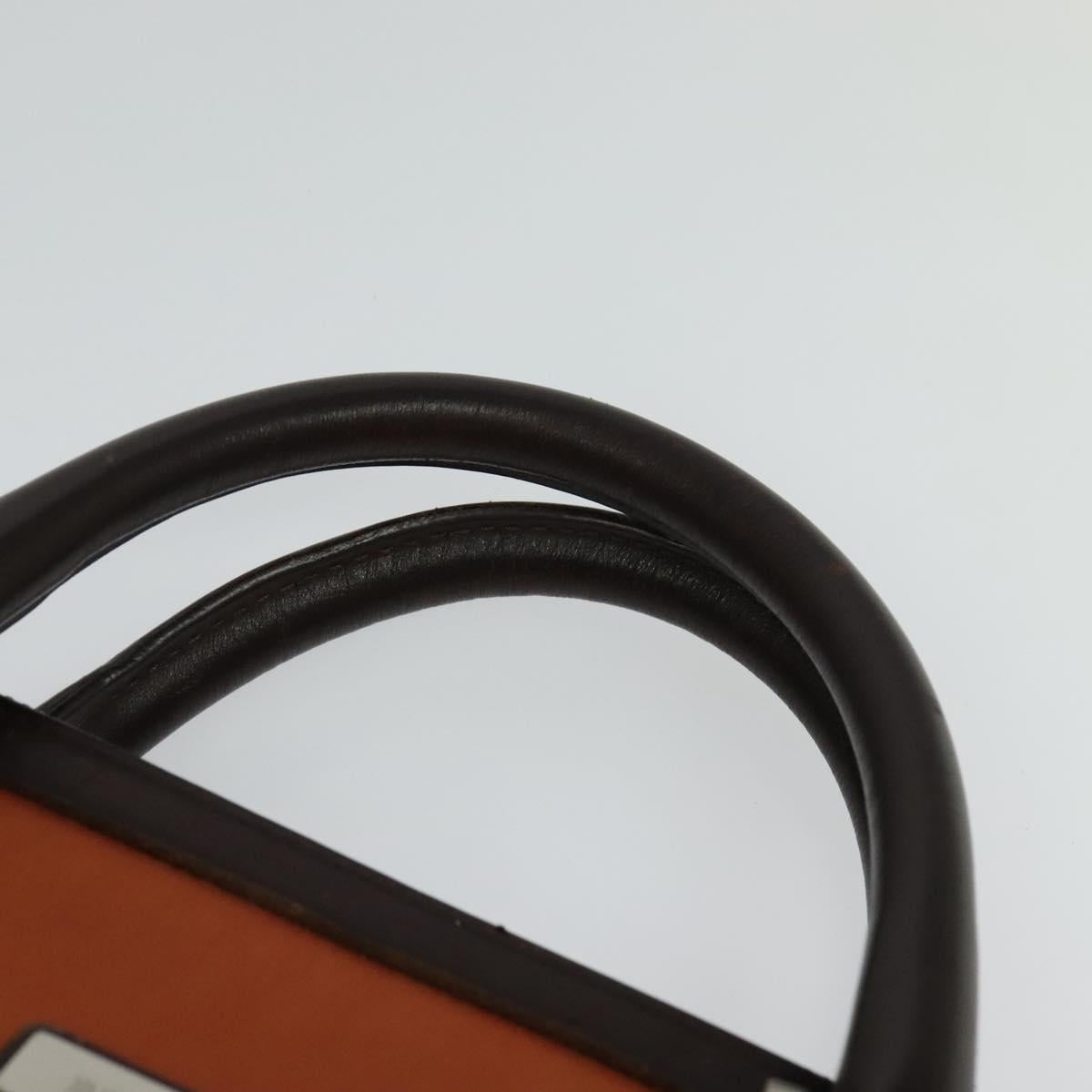 BURBERRY Hand Bag Nylon 2way Brown Silver Auth bs25146