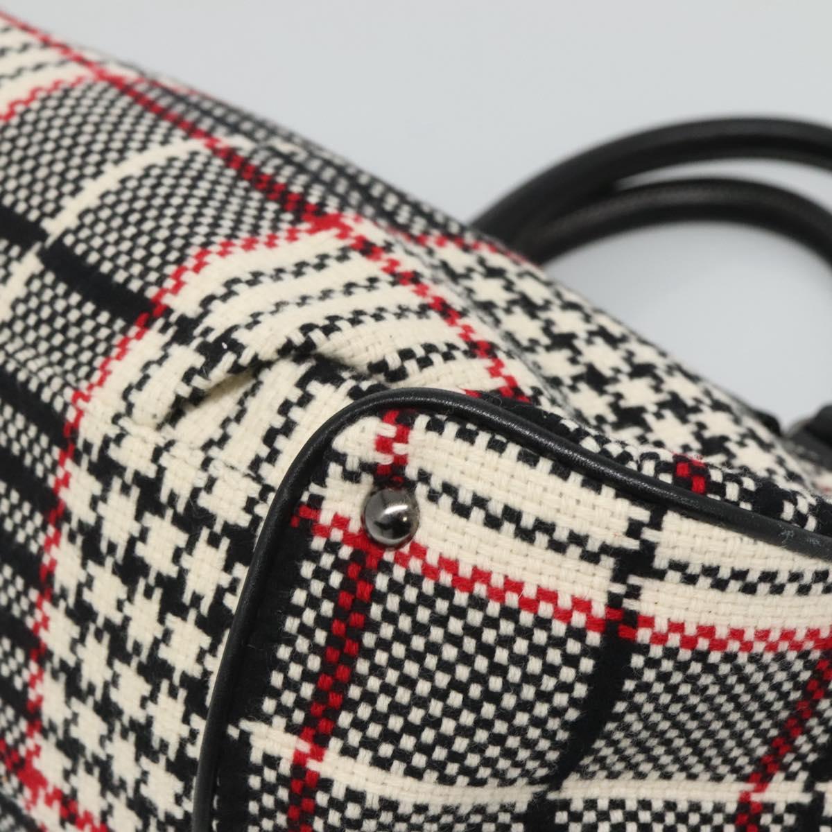 BURBERRY Nova Check Blue Label Hand Bag Wool Black Auth bs25149