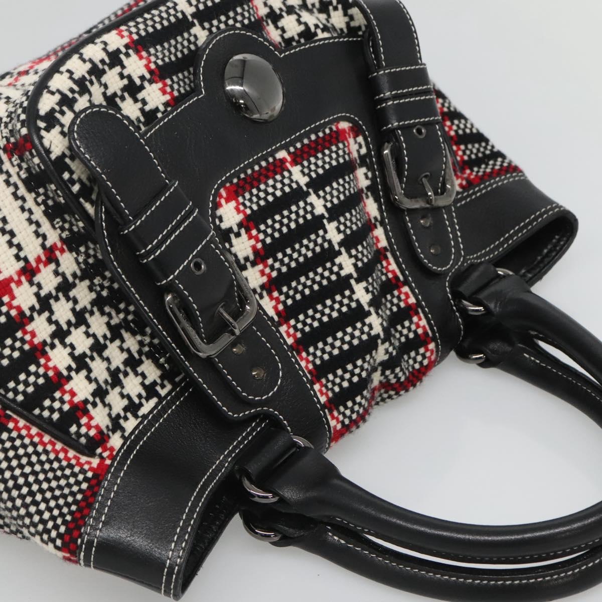 BURBERRY Nova Check Blue Label Hand Bag Wool Black Auth bs25149