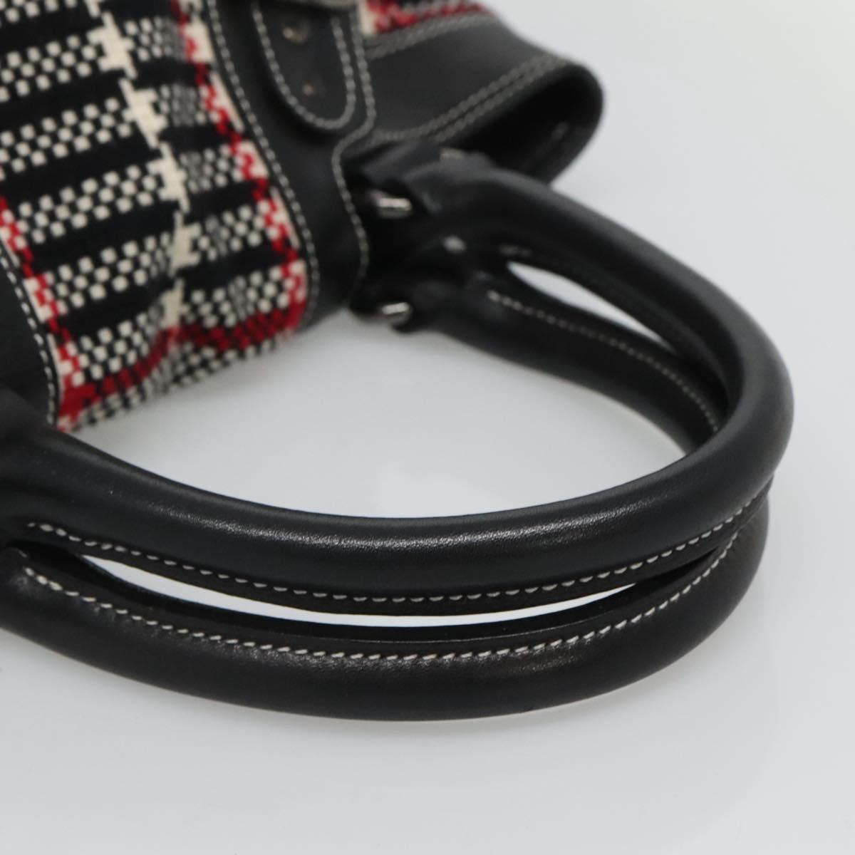 BURBERRY Nova Check Blue Label Hand Bag Wool Black Auth bs25149