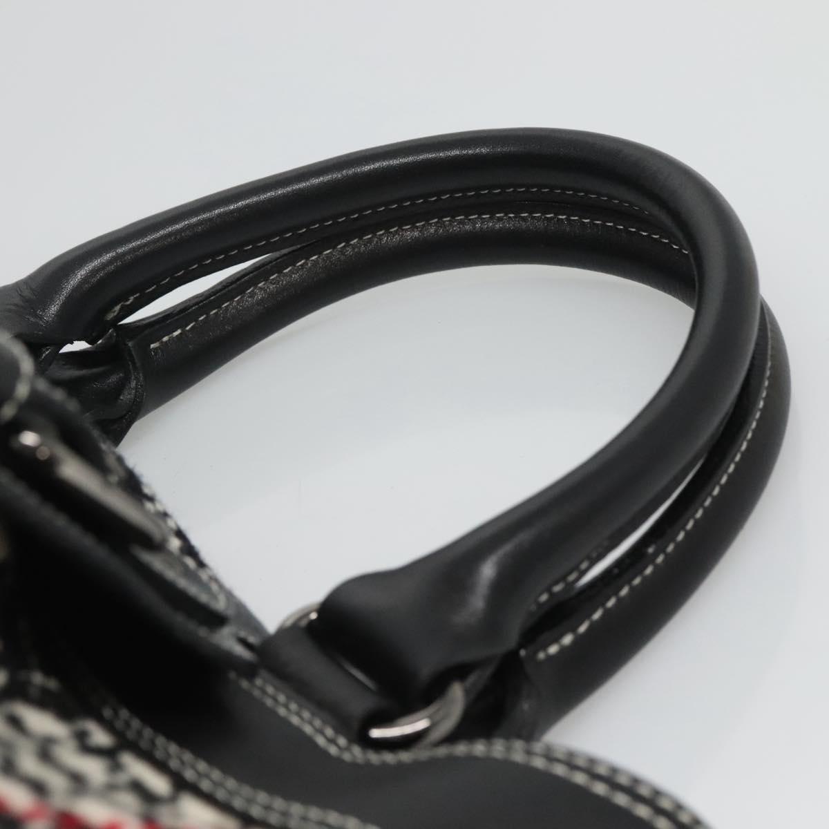 BURBERRY Nova Check Blue Label Hand Bag Wool Black Auth bs25149