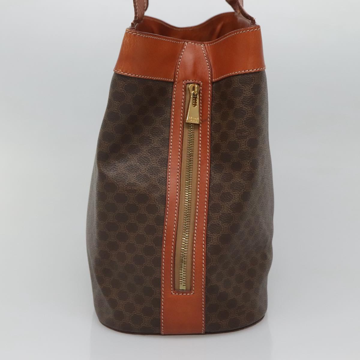 CELINE Macadam Canvas Shoulder Bag PVC Leather Brown Gold Auth bs25160