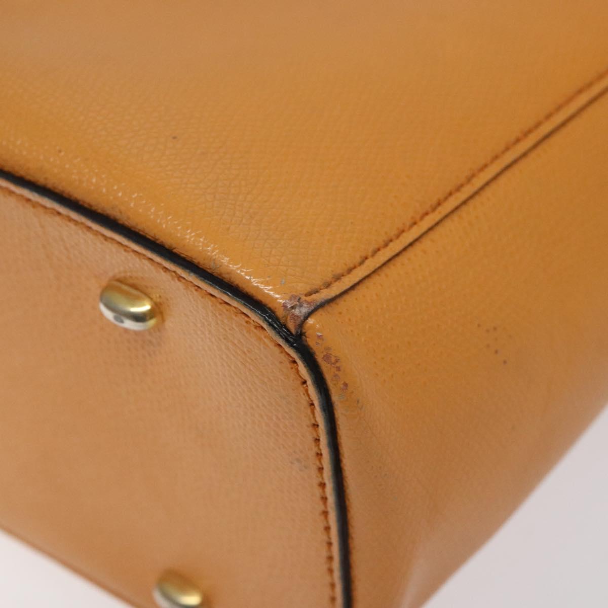 CELINE Hand Bag Leather Orange Auth bs25161