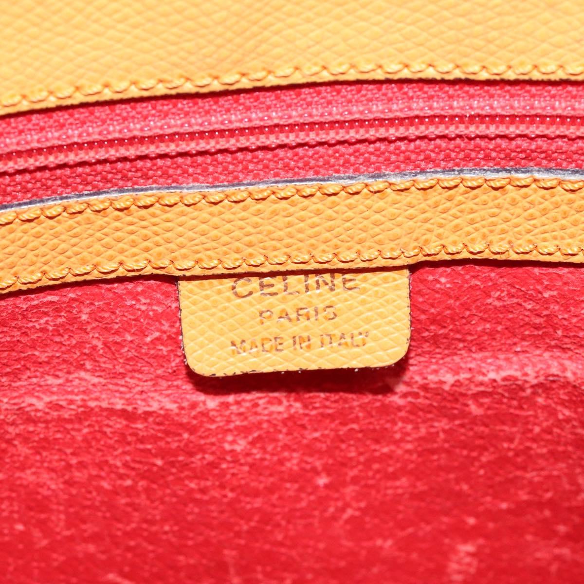 CELINE Hand Bag Leather Orange Auth bs25161