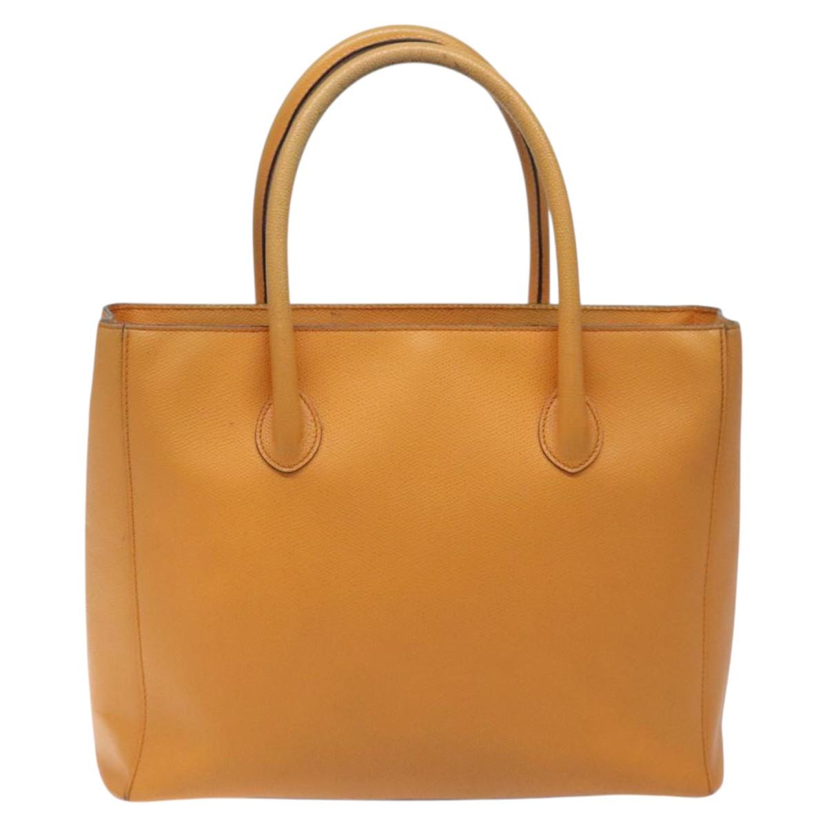 CELINE Hand Bag Leather Orange Auth bs25161