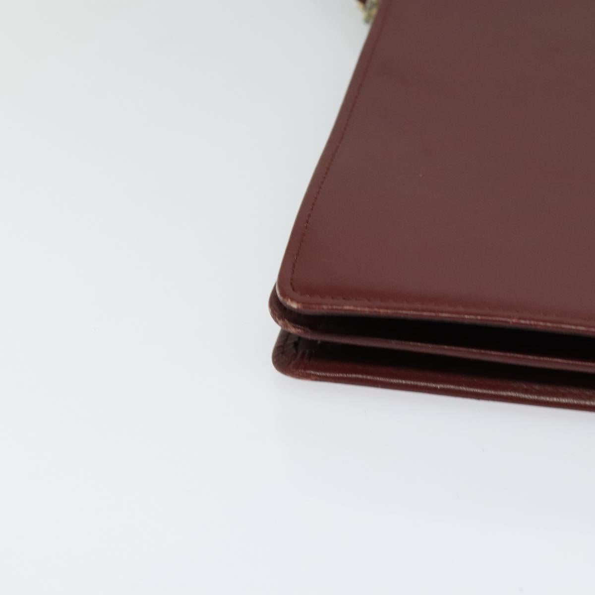 CARTIER Must Line Shoulder Bag Leather Bordeaux Gold Auth bs25166