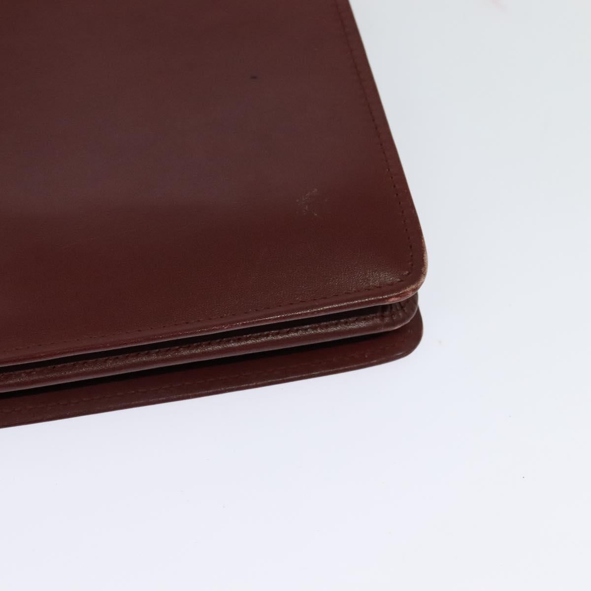 CARTIER Must Line Shoulder Bag Leather Bordeaux Gold Auth bs25166