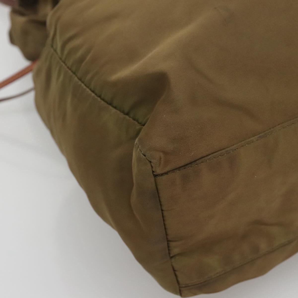 PRADA Shoulder Bag Nylon Khaki Gold Auth bs25176