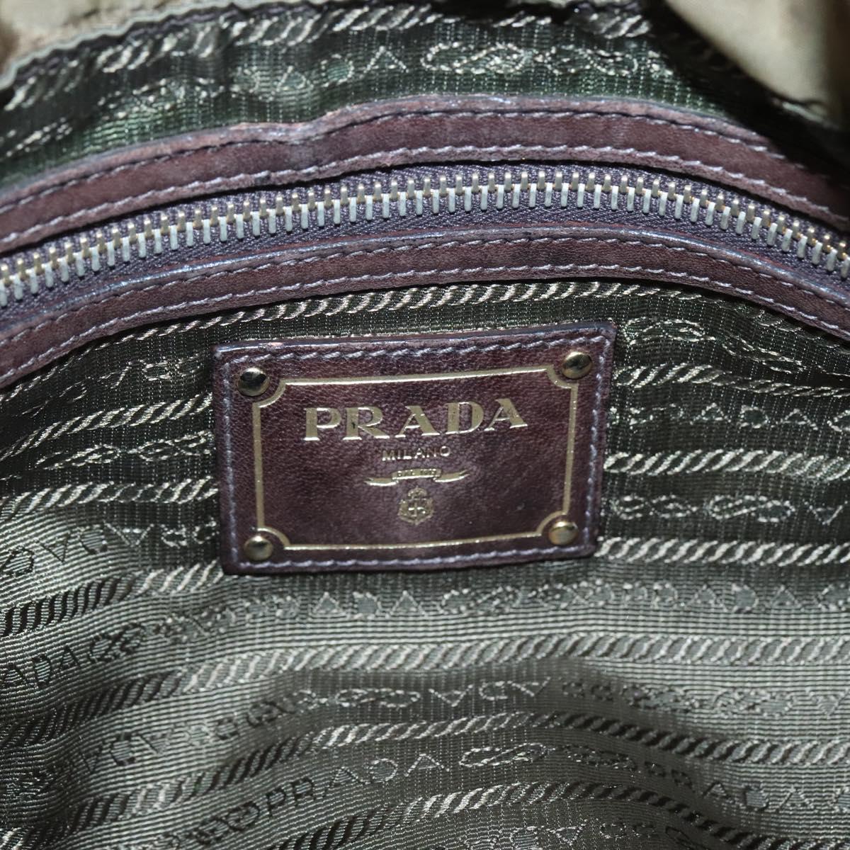 PRADA Shoulder Bag Nylon Khaki Gold Auth bs25176