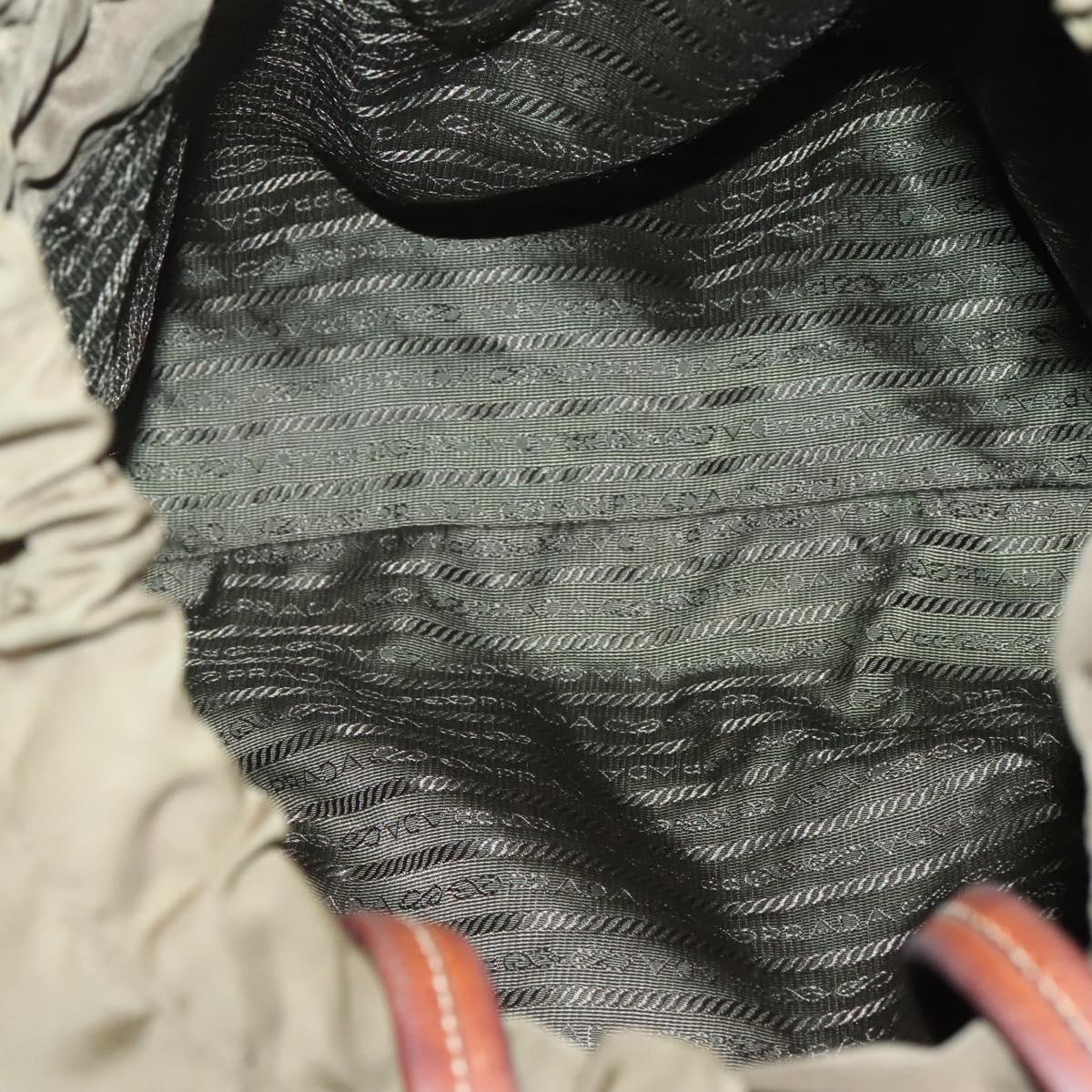 PRADA Shoulder Bag Nylon Khaki Gold Auth bs25176