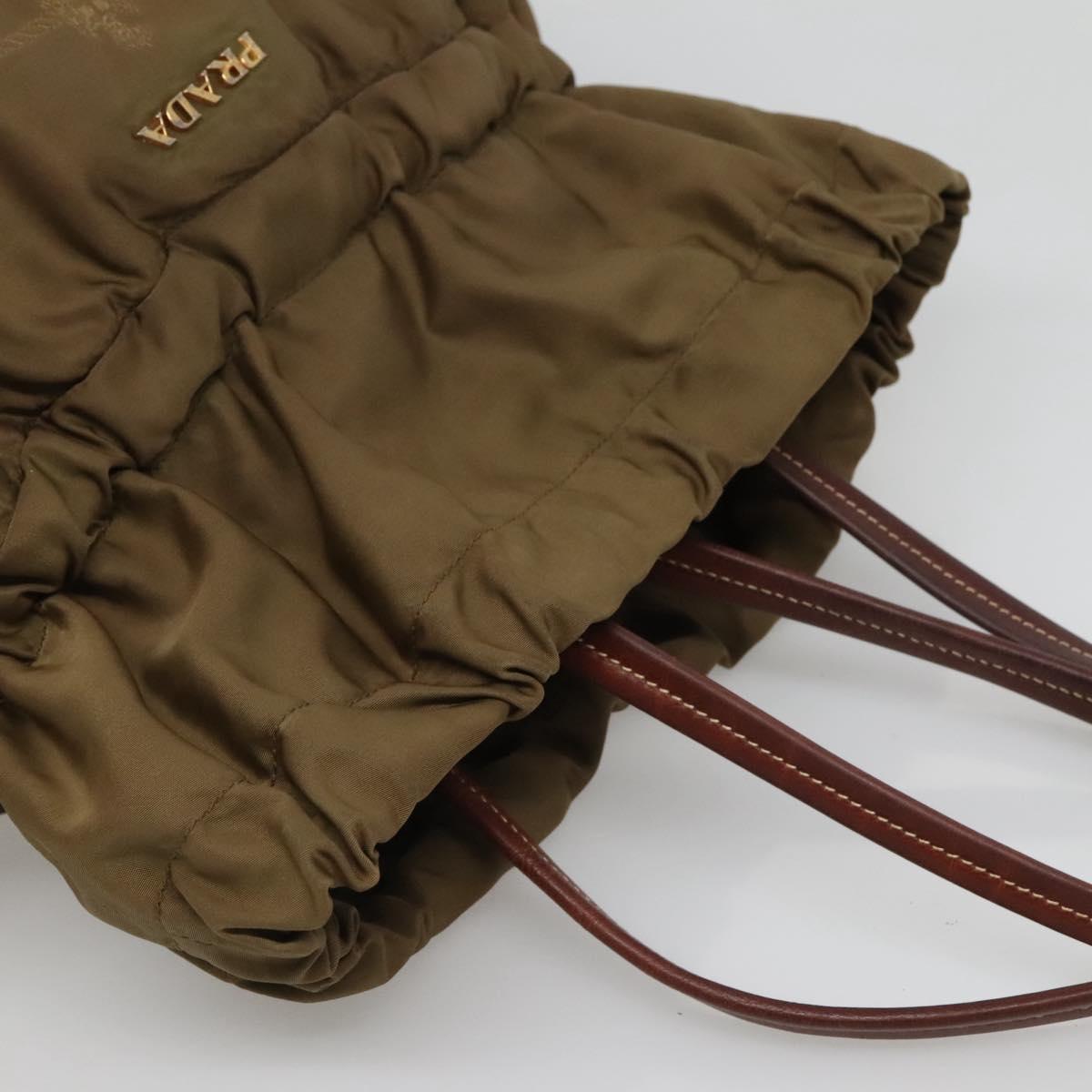 PRADA Shoulder Bag Nylon Khaki Gold Auth bs25176