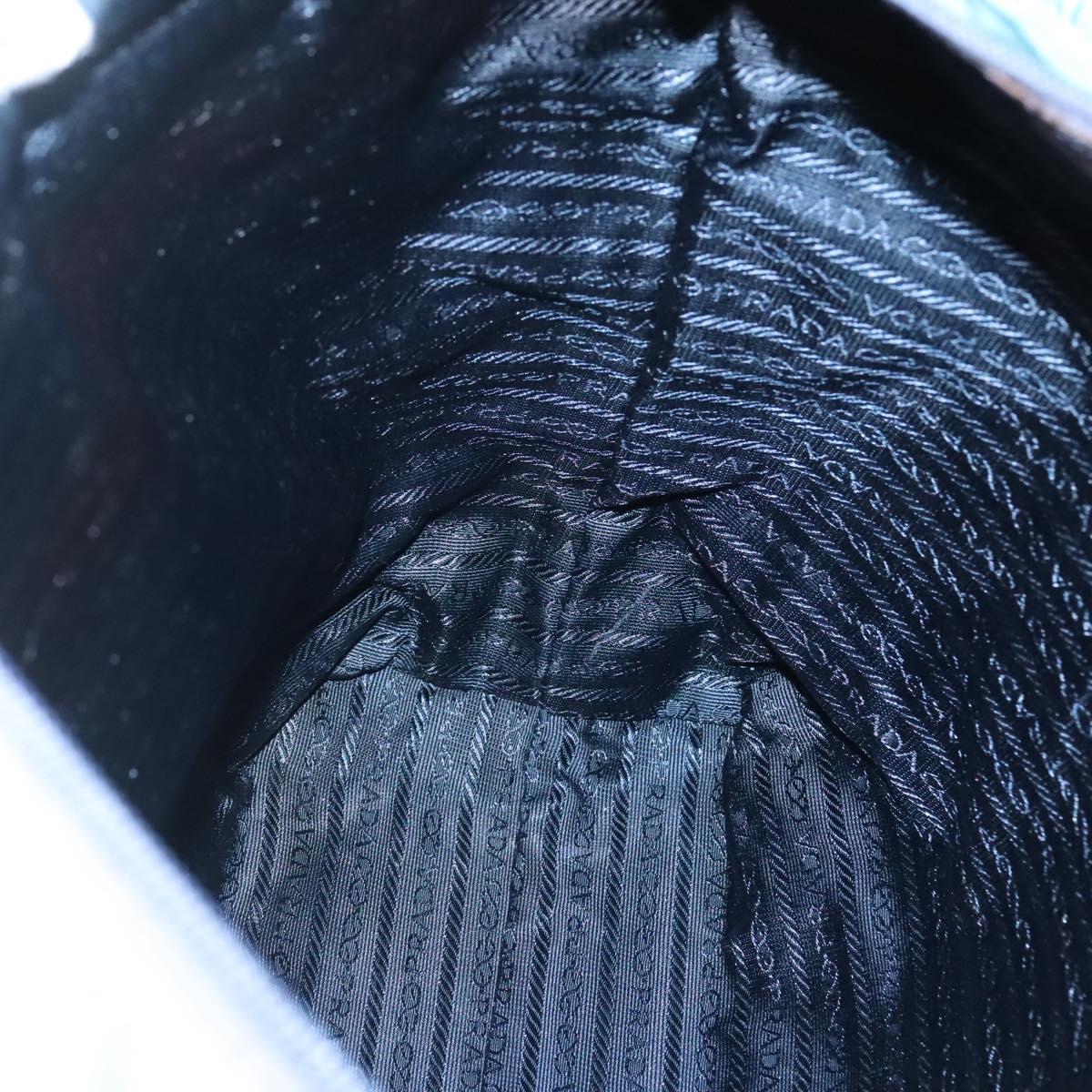 PRADA Tote Bag Nylon Turquoise Blue Silver Auth bs25180