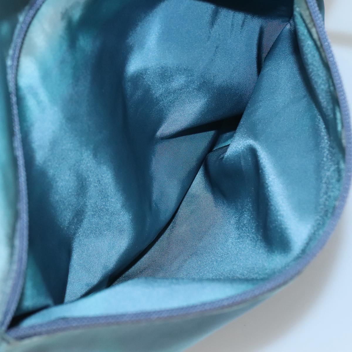 PRADA Tote Bag Nylon Turquoise Blue Silver Auth bs25180