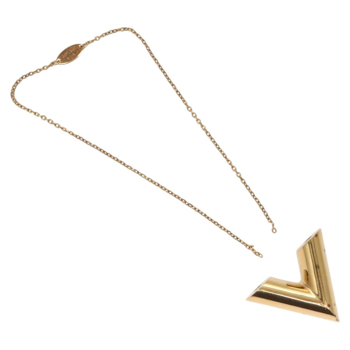 LOUIS VUITTON Essential V Necklace metal Gold MP1465 LV Auth bs25185