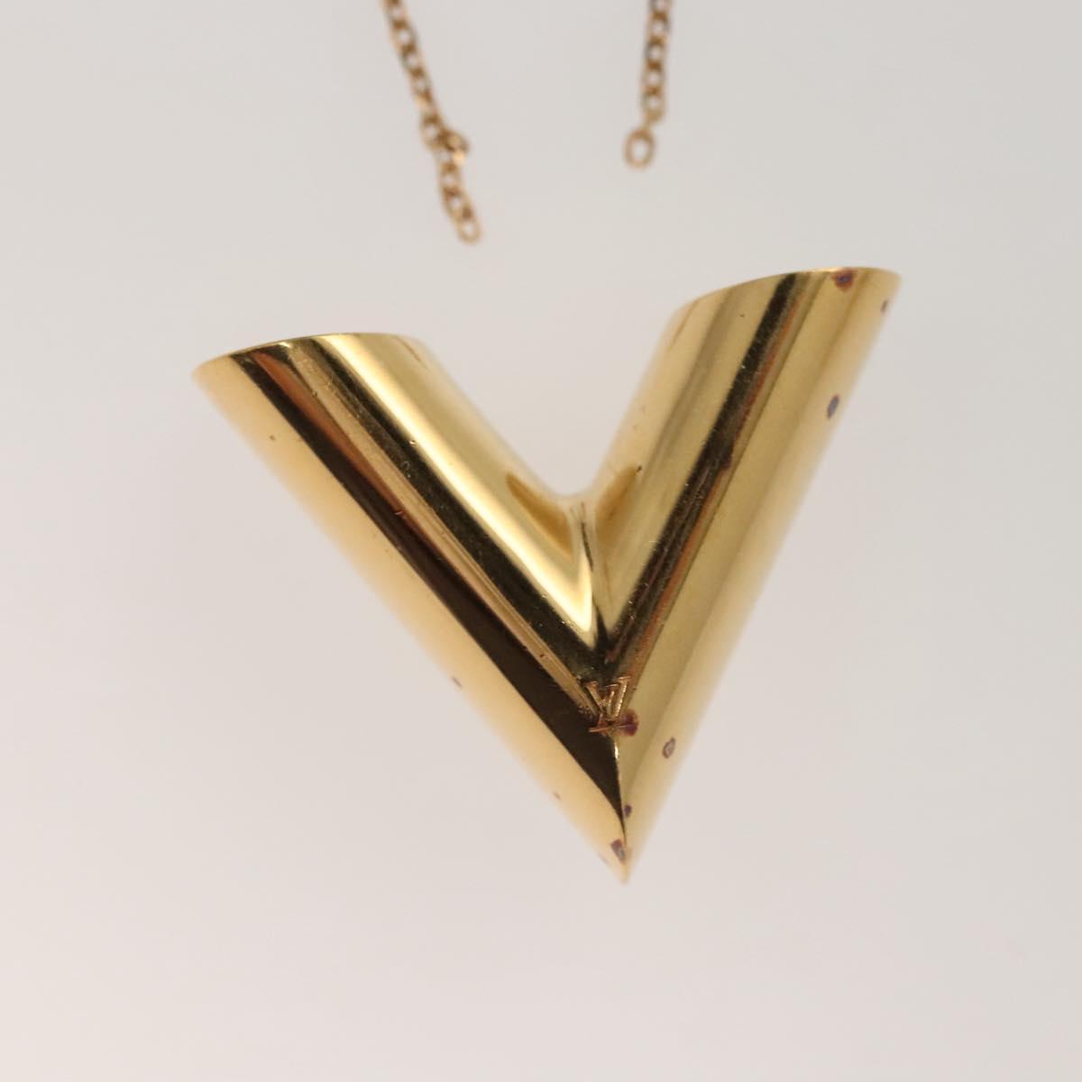 LOUIS VUITTON Essential V Necklace metal Gold MP1465 LV Auth bs25185