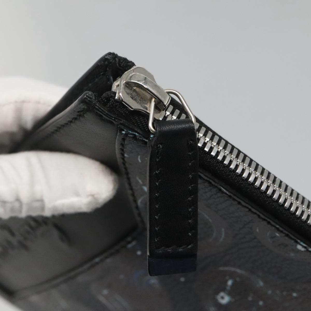 Salvatore Ferragamo Clutch Bag Leather Black Silver Auth bs25187