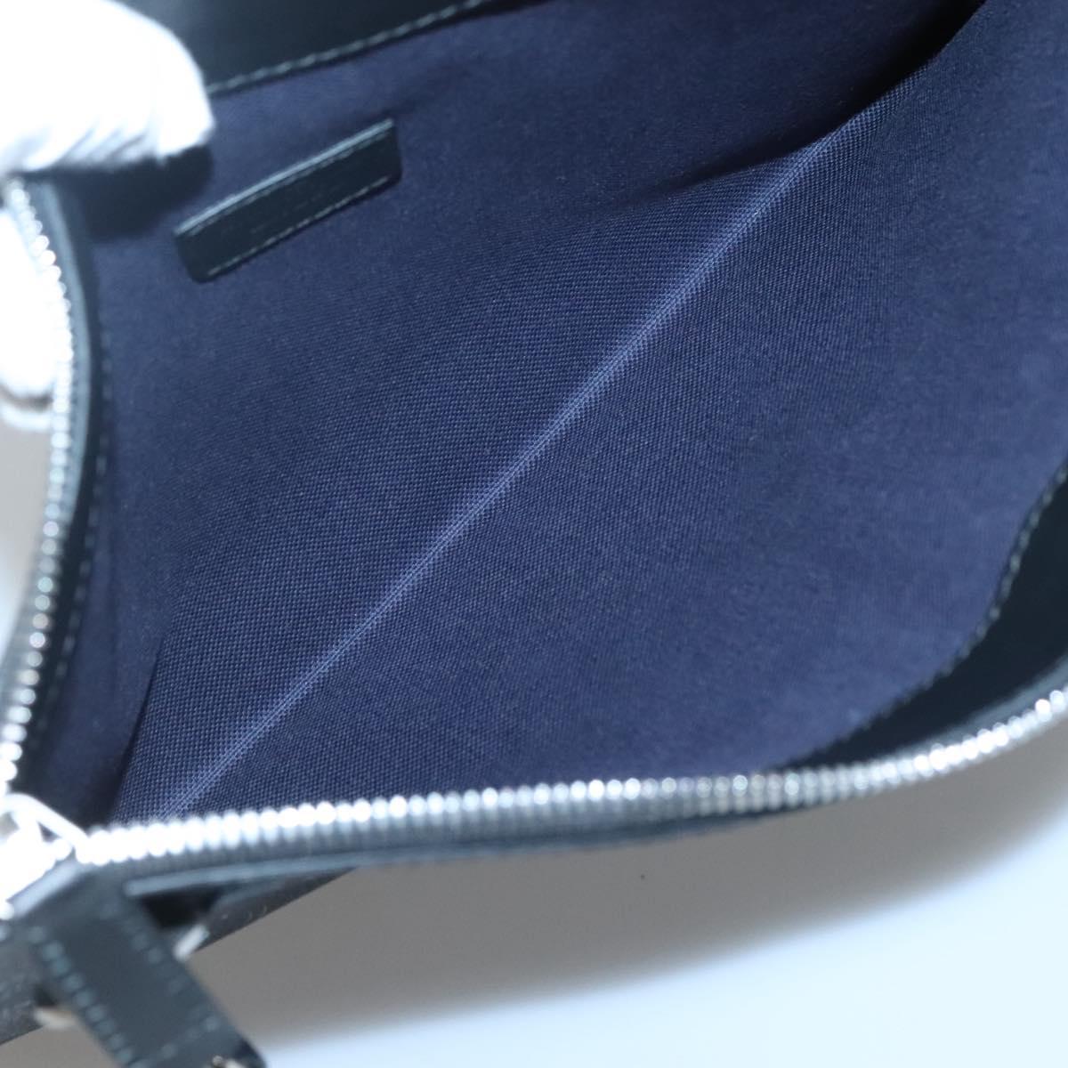 Salvatore Ferragamo Clutch Bag Leather Black Silver Auth bs25187