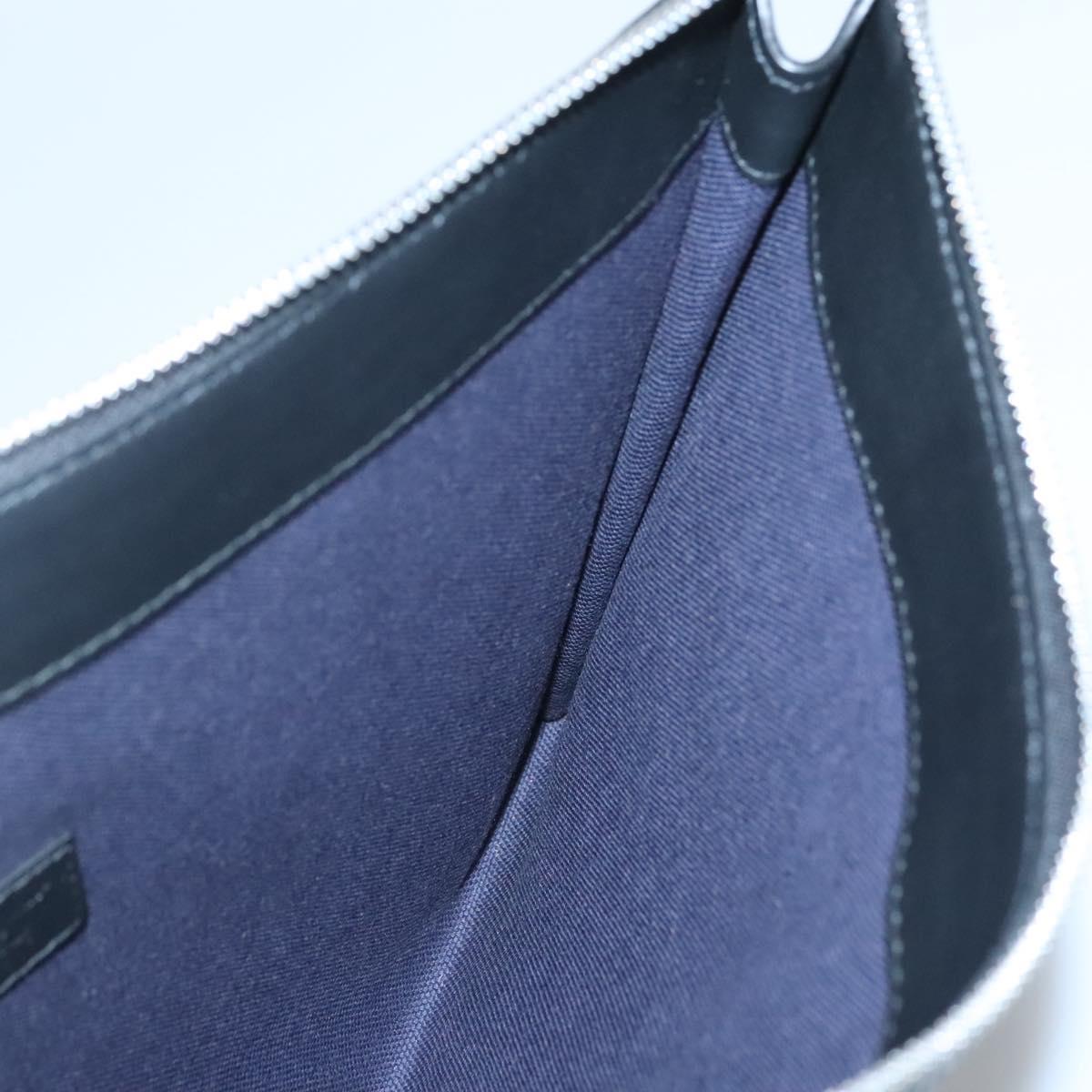 Salvatore Ferragamo Clutch Bag Leather Black Silver Auth bs25187