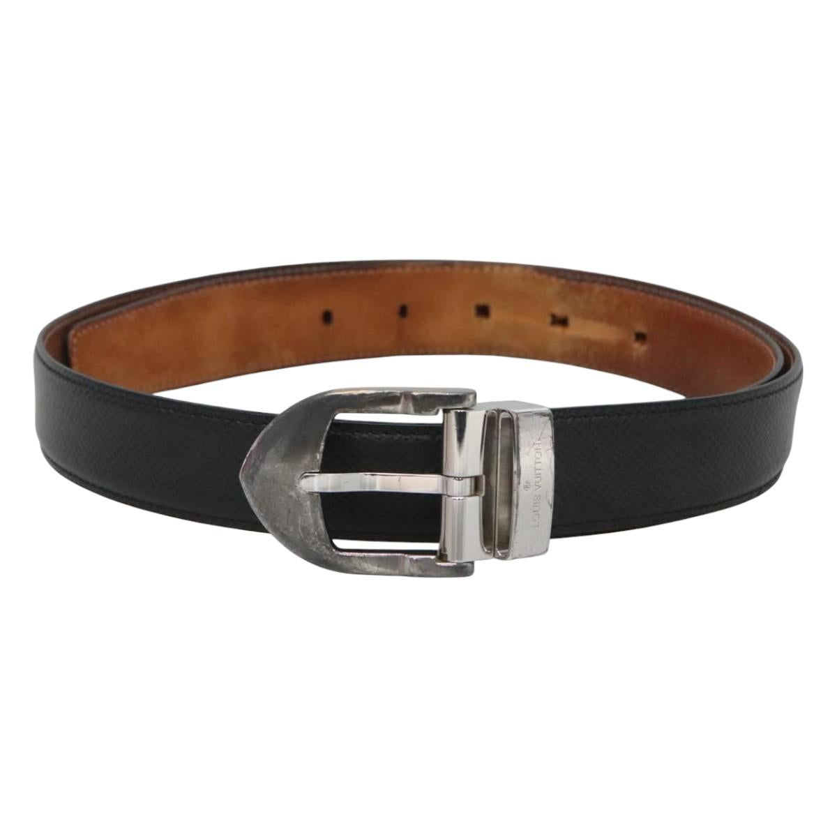 LOUIS VUITTON Taiga Ceinture Classic Belt 40.2"" Ardoise LV Auth bs25191