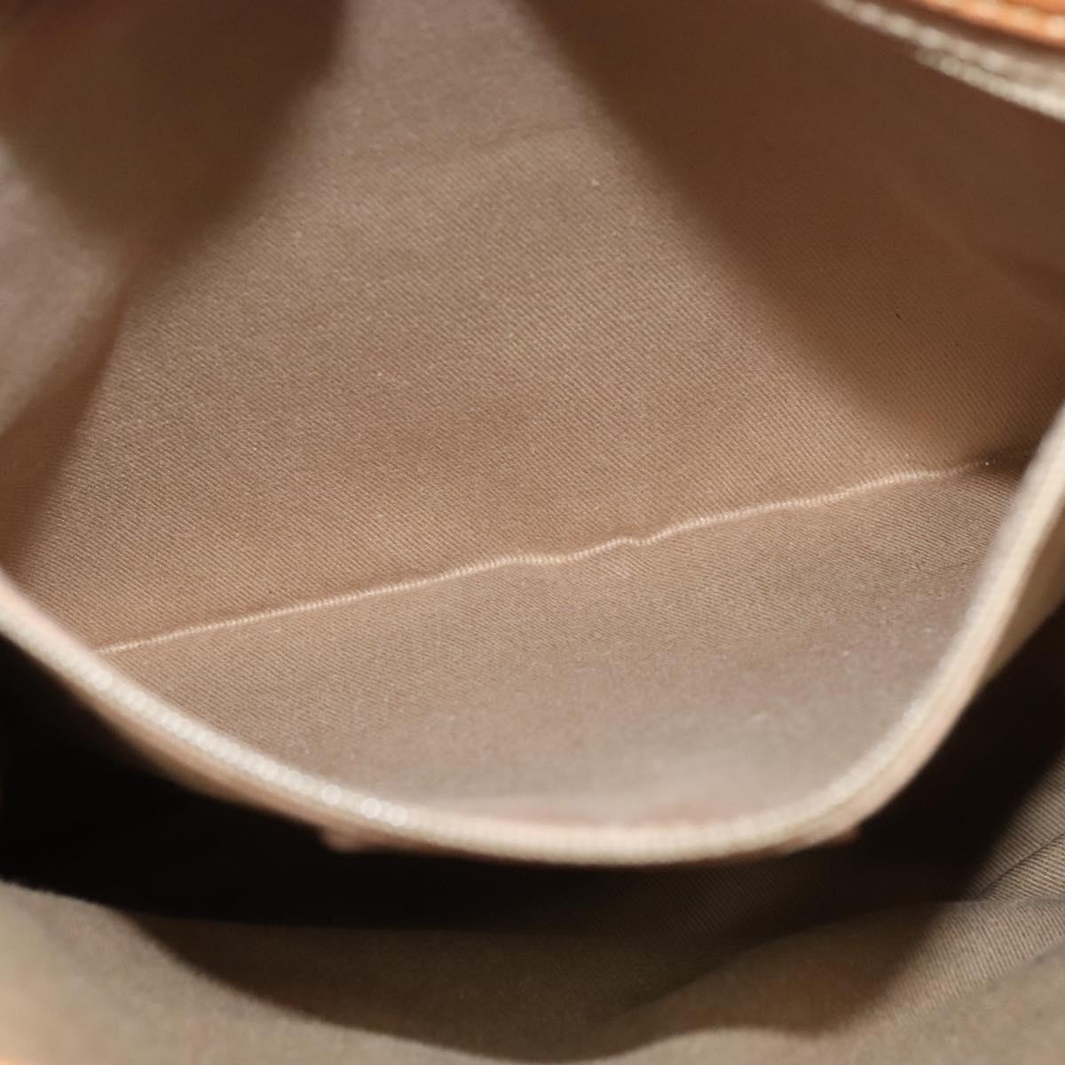 CHANEL Chain Shoulder Bag Leather Brown Silver CC Auth bs25207