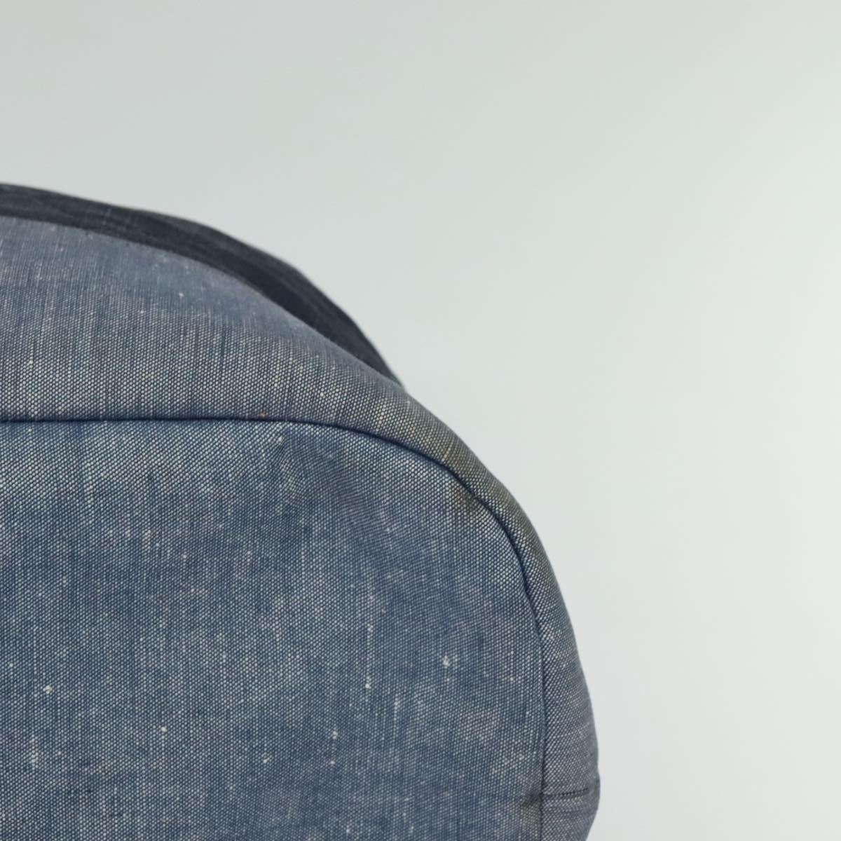 CHANEL Chain Hand Bag Canvas Blue Silver CC Auth bs25208