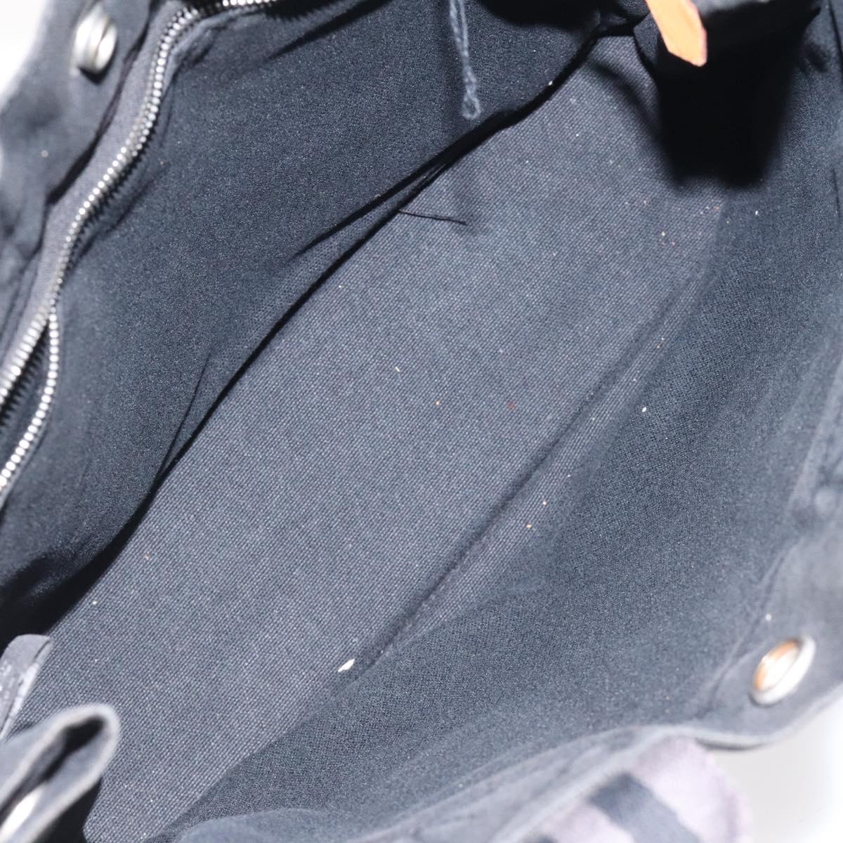 HERMES Fourre Tout PM Hand Bag Canvas Black Gray Silver Auth bs25218