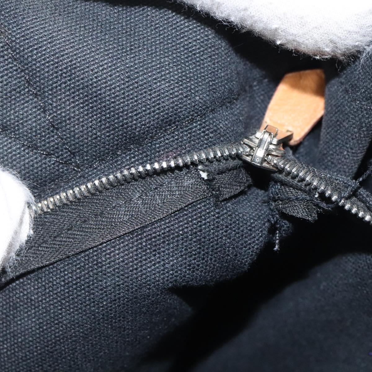 HERMES Fourre Tout PM Hand Bag Canvas Black Gray Silver Auth bs25218