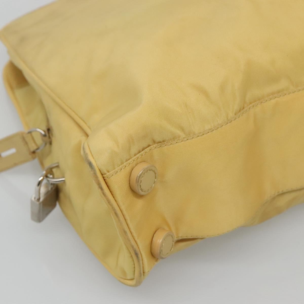 PRADA Hand Bag Nylon Yellow Silver Auth bs25222